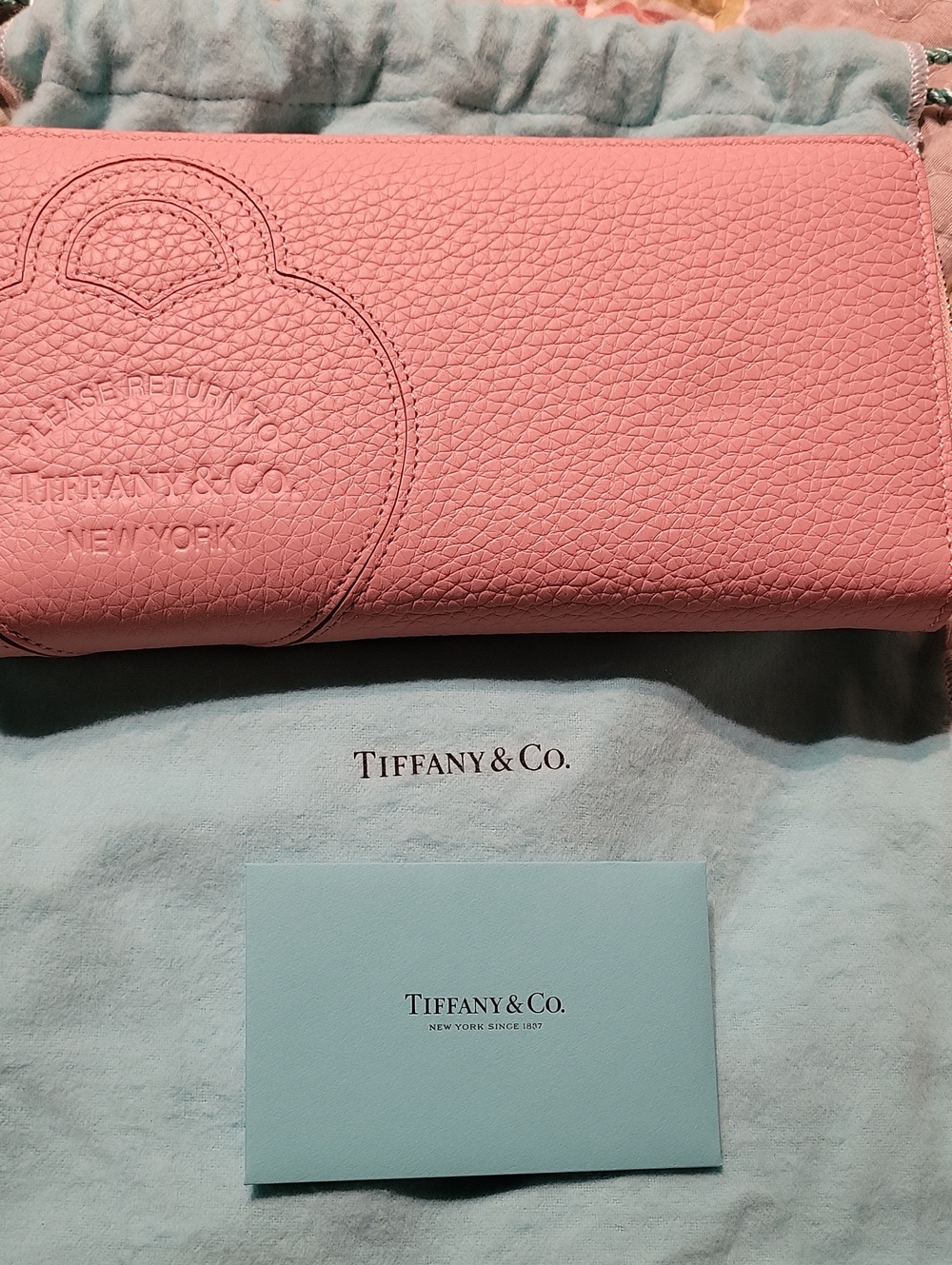 Tiffany & Co. Pink Pebbled Leather Wallet